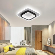 YHome 24W LED Üç Renkli Dimmable Kare Tavan Işığı, Yatak Odası Için Grafik Demir Gövde Tavan Işığı, Koridor, Balkon (Yurt Dışından)