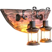YHome Yumuşak Aydınlatma ile Rustik Katı Ahşap At Duvar Lambası Vintage Yarım Yuvarlak Tasarım (Yurt Dışından)