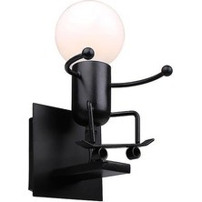 YHome Insansı Yaratıcı Duvar Işığı Kapalı Duvar Lambası Modern Duvar Aplik Işığı Sanat Dekoru Demir E27 Taban Yatak Odası Çocuk Oda Mutfağı (Kaykay Kötü Adam Siyah) (Yurt Dışından)