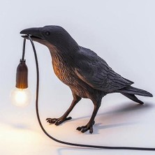 YHome LED Kuş Reçine Masa Lambası, E12 Lamba, Yatak Odası Için Siyah Hayvan Şekli Başucu Dekoratif Masa Lambası, Yemek Odası (Yurt Dışından)