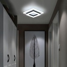YHome 24W Serin Beyaz Kare Tavan Işığı, Koridor, Oturma Odası, Balkon Için Siyah Geometrik Tavan Işığı (Yurt Dışından)