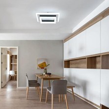 YHome 24W Serin Beyaz Kare Tavan Işığı, Koridor, Oturma Odası, Balkon Için Siyah Geometrik Tavan Işığı (Yurt Dışından)