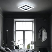 YHome 24W Serin Beyaz Kare Tavan Işığı, Koridor, Oturma Odası, Balkon Için Siyah Geometrik Tavan Işığı (Yurt Dışından)