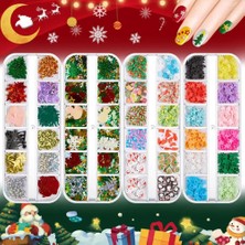 Danlu 2 Köpüklü 1 Kutu Zarif 12 Izgara Noel Nail Art Pul Renkli Tırnak Tıknazları Kadın Için Noel Tarzı (Yurt Dışından)