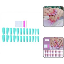 Danlu 1 24 Adet/kutu Narin Nail Art Parça Ince Merdiven Şekilli Badem Ucu Yapay Nail Ipuçları Abs Tırnak Uzatma (Yurt Dışından)