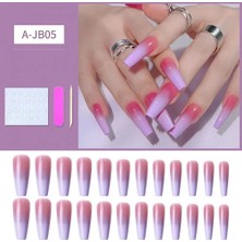 Danlu 1 24 Adet/kutu Narin Nail Art Parça Ince Merdiven Şekilli Badem Ucu Yapay Nail Ipuçları Abs Tırnak Uzatma (Yurt Dışından)