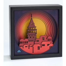 Galata Kulesi Gün Batımı Ahşap Duvar Panosu