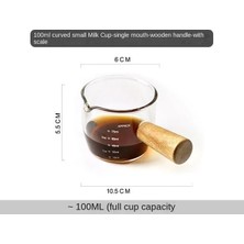 100 ml Kahve Kupa Ahşap Saplı Süt Sürahisi Mini Tabak Daldırma Sos Espresso Aracı Çıkarma Mezun Ölçüm Kabı Ölçümü (Yurt Dışından)