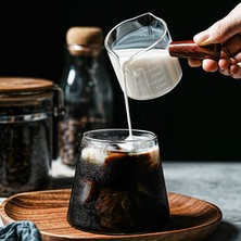 100 ml Kahve Kupa Ahşap Saplı Süt Sürahisi Mini Tabak Daldırma Sos Espresso Aracı Çıkarma Mezun Ölçüm Kabı Ölçümü (Yurt Dışından)