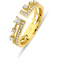 Kairos Jewelry 14 Ayar Altın Çift Sıra Tasarım Yüzük KRS181-14GRZ