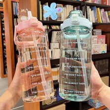Rastgele 2000 ml 2 Litre Samanlı Su Şişesi Kawaii Sevimli Içme Spor Şişeleri Kızlar Için Zaman Işaretleyici ile Su Sürahisi Drinkware Açık Fincan (Yurt Dışından)