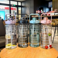 Rastgele 2000 ml 2 Litre Samanlı Su Şişesi Kawaii Sevimli Içme Spor Şişeleri Kızlar Için Zaman Işaretleyici ile Su Sürahisi Drinkware Açık Fincan (Yurt Dışından)