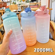 C-02 2000 ml 2l Samanlı Su Şişesi Zaman Işaretleyici Plastik Su Bardağı Büyük Kapasiteli Buzlu Açık Spor Şişeleri Botella De Agua 2 Litre (Yurt Dışından)