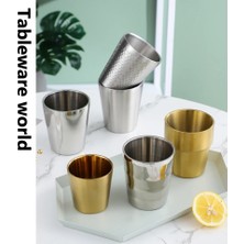 175ML Kore Tarzı 304 Paslanmaz Çelik Çift Katmanlı Altın Su Bardağı Açık Barbekü Restoran Bira Içecek Bardağı Rahat Metal Çay Bardağı (Yurt Dışından)