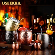 Menekşe 550ML 1 Adet Moskova Katır Bardağı 550ML Zımpara Bakır Kaplama Fincan 304 Paslanmaz Çelik Kupa Metal Kupa Bardak Kokteyl Cam Bira Steins Kupa (Yurt Dışından)