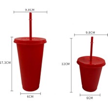 Sarı S Saman Kapaklı Bardak Yeniden Kullanılabilir Içme Tumbler Pp Noel Şenlikli Düz Renk Içme Drinkware Ev Için (Yurt Dışından)