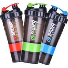 Mavi 550 ml Taşınabilir 3 Katmanlı Çalkalayıcı Şişe Protein Tozu Fincan Spor Spor Su Bardağı Su Şişeleri Çalkalayıcı Spor Protein Şişesi Bpa 550 ml (Yurt Dışından)