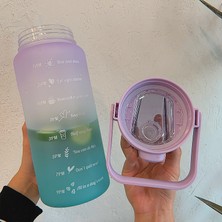 1200ML-YEŞIL Etiket 2l 64OZ 2l Büyük Kapasiteli Su Şişesi Saman Bardak Yüksek Sıcaklık Plastik Su Bardağı Zaman Ölçeği Buzlu Doğa Sporları Öğrenci Çift Fincan (Yurt Dışından)