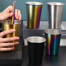 Kapak 500ML 350ML/500ML Paslanmaz Çelik Bira Bardağı Soğuk Su Içecekleri Şarap Bardağı Metal Kahve Tumbler Çay Süt Kupa Kamp Seyahat Için (Yurt Dışından)