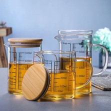 1000ML Bambu Kapak 400-1000ML Ev Gıda Sınıfı Borosilikat Cam Ölçme Bardak Pot Su Isıtıcısı Mutfak Süt Çay Uygun Dayanıklı Kapaklı Sürahi (Yurt Dışından)