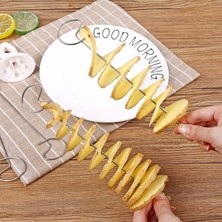 1 Takım 1 Takım Döndür Patates Dilimleme Paslanmaz Çelik + Plastik Bükülmüş Patates Dilim Kesici Spiral Manuel Kesim Patates Aracı Cozinha Utensilios (Yurt Dışından)