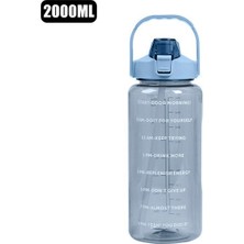 Yeşil 2000 ml 2 Litre Samanlı Su Şişesi Kadın Kızlar Büyük Taşınabilir Seyahat Şişeleri Spor Fitness Fincan Yaz Soğuk Su Zaman Ölçeği ile (Yurt Dışından)