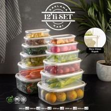 Meleni Home 12'li Set Dikdörtgen Sweet Saklama Kabı Seti - Şeffaf