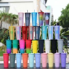 Sarı 710ML 710MLÇIVILI Tumbler Kahve Fincanı Yaz Soğuk Su Şişesi Çift Duvarlı Plastik Durian Elmas Pipetli Bardak Sevimli Su Şişesi (Yurt Dışından)