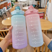 A-04 2000 ml 2l Samanlı Su Şişesi Zaman Işaretleyici Plastik Su Bardağı Büyük Kapasiteli Buzlu Açık Spor Şişeleri Botella De Agua 2 Litre (Yurt Dışından)