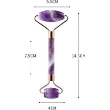 2Danlu Mor Rulo Kutusu Ametist Masajı Doğal Taş Yüz Rulo Gua Sha Alet Takımı Spa Akupunktur Kazıma Kristal Vücut Yüz Sağlık Masajı (Yurt Dışından)