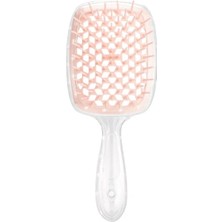 2Danlu Palepink-Şeffaf 1 Pc Kadınlar Düz Saç Şekillendirici Tarak Geniş Diş Hava Yastığı Hollow-Out Tarak Dolaşmayan Statik Tarak Kuaförlük Aracı Kuru ve Islak (Yurt Dışından)