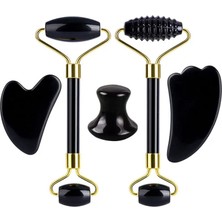 2Danlu J Tipi Doğal Obsidyen Yüz Masajı Rulosu Gua Sha Kazıyıcı Seti Guaj Taşı Yüz Yeşim Rulo Masajı Guaj Kazıyıcı Yüz Masajı (Yurt Dışından)