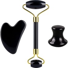 2Danlu J Tipi Doğal Obsidyen Yüz Masajı Rulosu Gua Sha Kazıyıcı Seti Guaj Taşı Yüz Yeşim Rulo Masajı Guaj Kazıyıcı Yüz Masajı (Yurt Dışından)