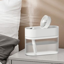 Hermoso 700ML Ultrasonik Soğuk Sisli Nemlendirici, LED Işıklı USB Fan Yeşil (Yurt Dışından)