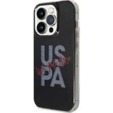 U.S. Polo Assn. iPhone 15 Pro Max Kılıf U.s. Polo Assn. Orjinal Lisanslı Simli Parlak Alfabe Tasarım Kapak Siyah