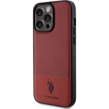 ZORE U.S. Polo Assn. iPhone 15 Pro Max Kılıf U.s. Polo Assn. Orjinal Lisanslı Suni Deri Baskı Logolu Örgü Desenli Kırmızı