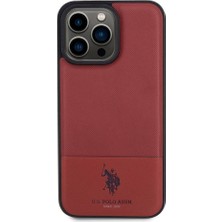 ZORE U.S. Polo Assn. iPhone 15 Pro Max Kılıf U.s. Polo Assn. Orjinal Lisanslı Suni Deri Baskı Logolu Örgü Desenli Kırmızı