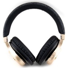 Guess Orjinal Lisanslı Bluetooth Kulaklık Script Gold Serisi Metal Yazı Logolu 4g Desenli Siyah
