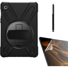 Case Street Casestreet Samsung Galaxy Tab A8 Lte 10.5 Sm X207 Kılıf Defender Tablet Tank Koruma Standlı DF22 + Nano + Kalem Siyah