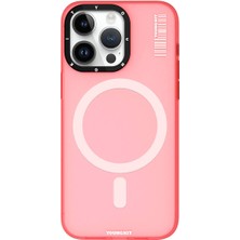 YoungKit iPhone 15 Pro Kılıf Magsafe Şarj Özellikli Youngkit Hidden Sand Serisi Kapak Pembe