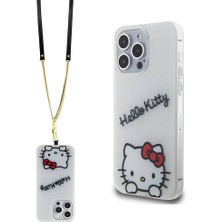 ZORE Hello Kitty iPhone 15 Pro Max Kılıf Hello Kitty Orjinal Lisanslı Askılı Yazı ve Ikonik Logolu Daydreaming Beyaz