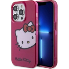 Hello Kitty iPhone 15 Pro Max Kılıf Hello Kitty Orjinal Lisanslı Yazı ve Ikonik Logolu Kitty Head Kapak Pembe