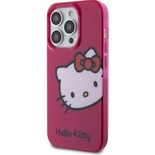 Hello Kitty iPhone 15 Pro Max Kılıf Hello Kitty Orjinal Lisanslı Yazı ve Ikonik Logolu Kitty Head Kapak Pembe