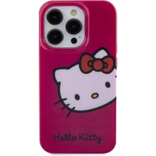 Hello Kitty iPhone 15 Pro Max Kılıf Hello Kitty Orjinal Lisanslı Yazı ve Ikonik Logolu Kitty Head Kapak Pembe