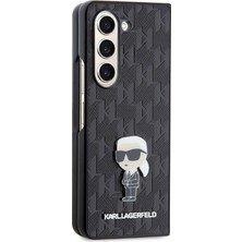 Karl Lagerfeld Galaxy Z Fold 5 Kılıf Orjinal Lisanslı Kl Desenli Karl Ikonik Saffiano Kapak Siyah