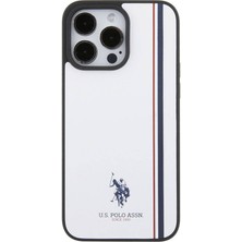 ZORE U.S. Polo Assn. iPhone 15 Pro Kılıf U.s. Polo Assn. Orjinal Lisanslı Üç Renk Şerit Tasarımlı Baskı Logolu Beyaz