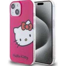 Hello Kitty iPhone 15 Kılıf Hello Kitty Orjinal Lisanslı Yazı ve Ikonik Logolu Kitty Head Kapak Pembe