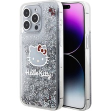 ZORE Hello Kitty iPhone 15 Pro Max Kılıf Hello Kitty Orjinal Lisanslı Ikonik Sıvılı Glitter Kapak Şeffaf