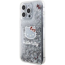 ZORE Hello Kitty iPhone 15 Pro Max Kılıf Hello Kitty Orjinal Lisanslı Ikonik Sıvılı Glitter Kapak Şeffaf