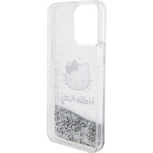 ZORE Hello Kitty iPhone 15 Pro Max Kılıf Hello Kitty Orjinal Lisanslı Ikonik Sıvılı Glitter Kapak Şeffaf